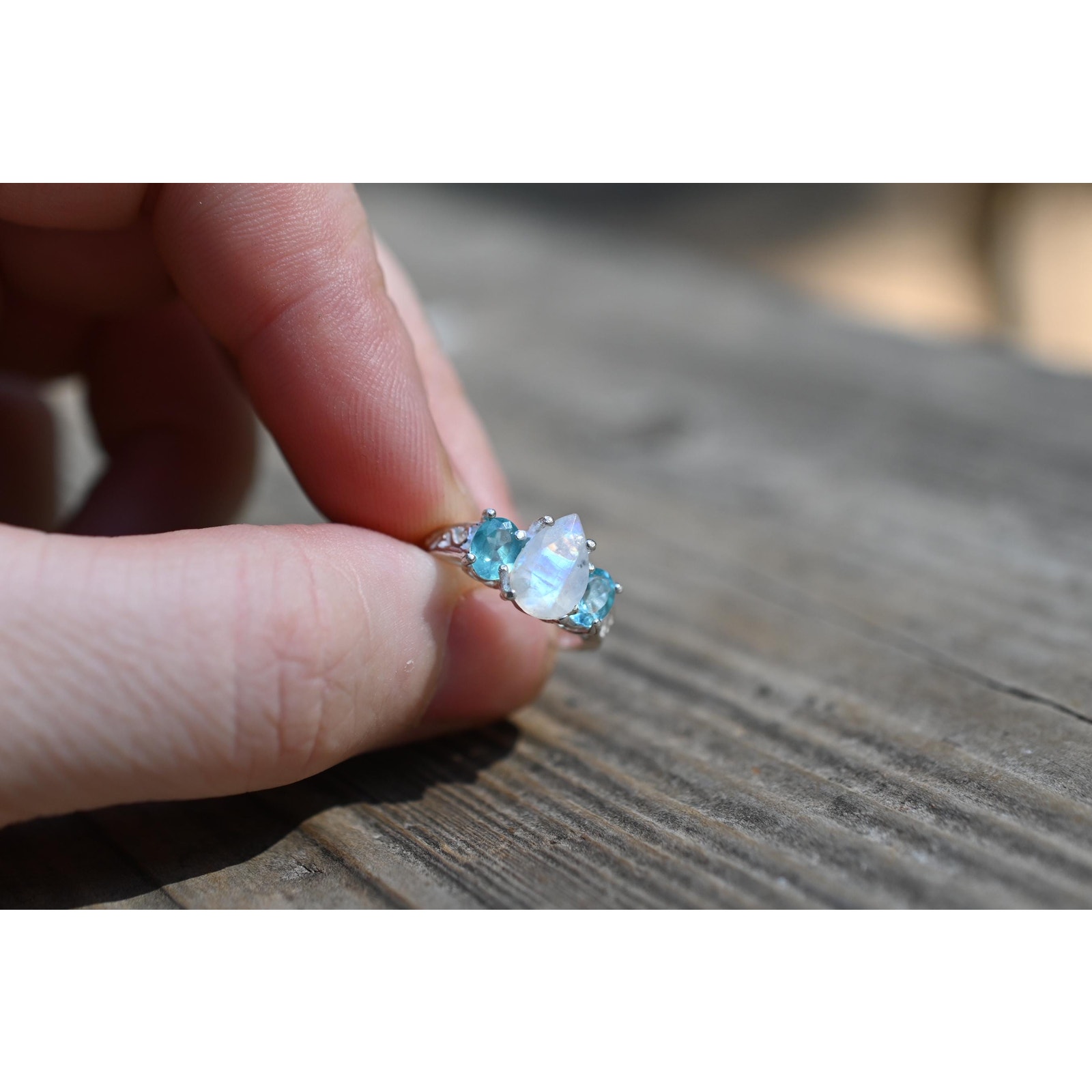 Moonstone And Apatitie Ring American Made